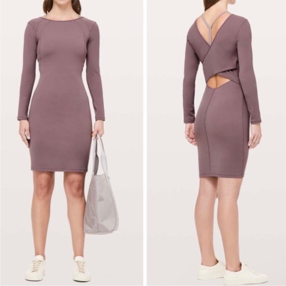 Lululemon NWT Contour Dress Nulu Women’s Size 10‎ Antique Bark Sleeveless Mini - Picture 1 of 10